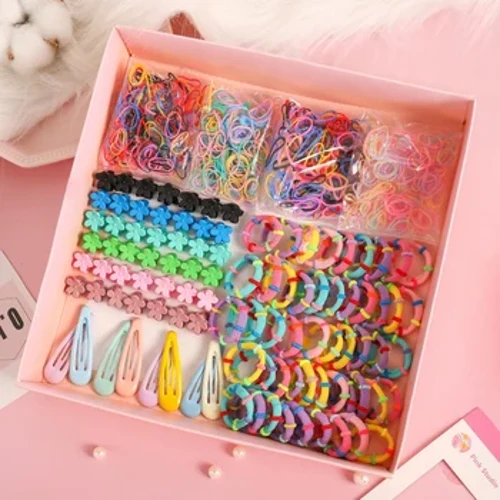 Qizlar uchun rang-barang soch bog'ichlari to'plami Soch aksessuarlari to'plamlari Bolalar ponytail ushlagichi Scrunchies Yoqimli bosh kiyimlar sovg'alar