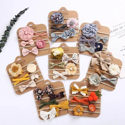 5 Cái/bộ Bé Gái Mũ Trùm Đầu Sơ Sinh Cung Tên Đàn Hồi Tóc Hoa Nylon Trẻ Sơ Sinh Cho Bé Băng Đô Quấn Tóc Mũ Nón Tóc Accessorie