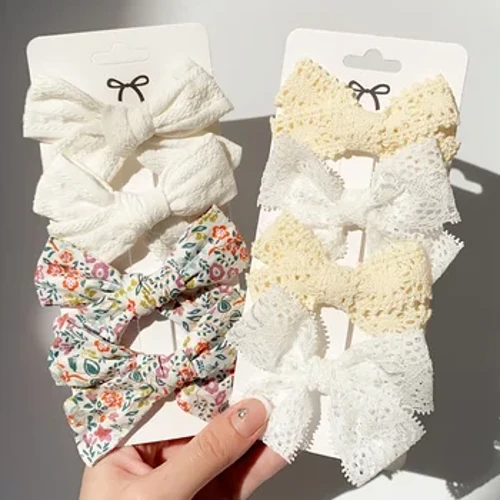 4/5 unids/set de horquillas con estampado bonito para niñas, pasadores con Clip para el pelo, accesorios para el cabello para bebés con lazo de algodón, regalo al por mayor