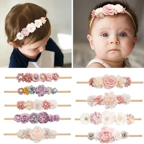 Diadema para niña bonita, banda elástica para el pelo para bebé, diadema con flores para cabeza de recién nacido, accesorios para el cabello para niños y bebés