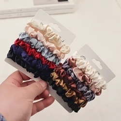 6pcs/cerdyn Merched Ffabrig Syml Bandiau Gwallt Elastig Tei Gum Scrunchie Deiliad Ponytail Bandiau Rwber Ffasiwn Affeithwyr Gwallt