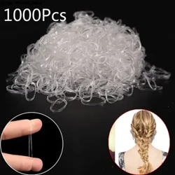 1000pcs Gwallt Tryloyw Band Rhaff Elastig Rwber Ar gyfer Merched Merched Rhwymo Tei Deiliad Ponytail Affeithwyr Offer Steilio Gwallt 1.6cm