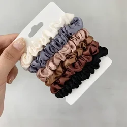 3/5/6 pezzi elegante supporto per coda di cavallo elastico elastico per capelli accessori per capelli nastri in raso di seta corda per capelli tinta unita per donna
