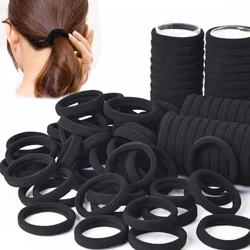 50/100pcs Fasce per capelli neri per le donne Ragazze Hairband Alta fascia elastica in gomma Legami per capelli Porta coda di cavallo Scrunchies Accessorie
