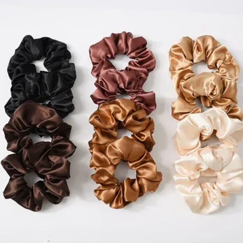 Scrunchies in raso tinta unita Fasce elastiche per capelli Nuove donne Accessori per capelli per ragazze Porta coda di cavallo Scrunchies per capelli in seta