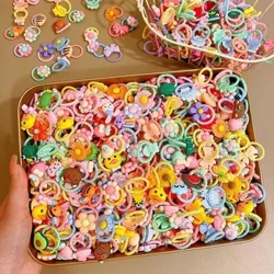 50/100/40/30 Cái/lốc Trẻ Em Bé Gái Tóc Hoạt Hình Màu Dây Buộc Tóc Dây Cao Su Scrunchy thun Cột Tóc Ngọt Accessorie