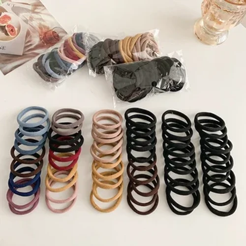 Aishg conjunto de acessórios para cabelo, 20 peças, pacote sem costura, elástico alto, elástico, básico, versátil, elástico de borracha, acessórios para cabelo feminino