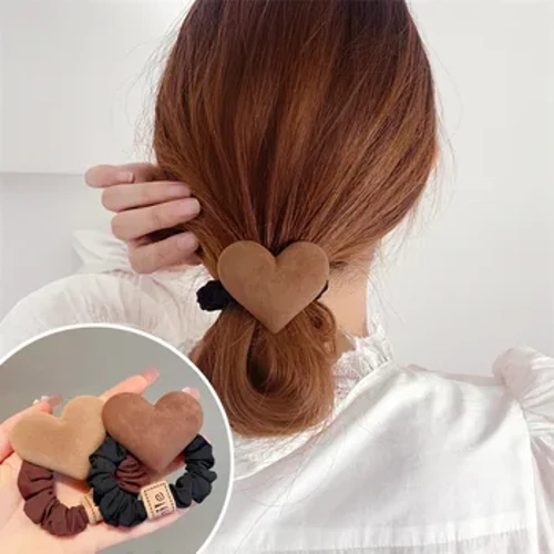 Couleur café coeur pendentif cheveux corde fille mignon nœud papillon cheveux cravates élastiques en caoutchouc bandes de cheveux accessoires de cheveux pour les femmes