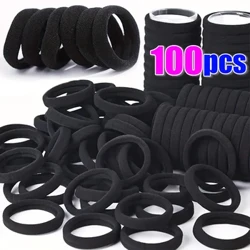 10/100 ud. Oinarrizko ile-banda beltzak Emakumezkoak Neska Elastiko handiko gomazko sokak Scrunchies Buruko zinta gorbatak zaldi-buztan euskarriak 2-5cm