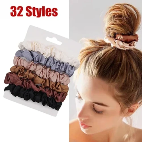 6 pçs mulher moda scrunchies cetim seda laços de cabelo corda meninas rabo de cavalo titular borracha elástico hairband acessórios para o cabelo