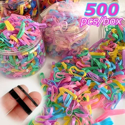 500 kom/kutija Visoka elasticnost zgusnuti jednokratne gumene trake Djevojke Pigtail držač kravate za kosu šarene trake za kosu dodaci za kosu