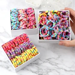 50/100 adet/grup Çocuk Saç Bantları Aksesuarları Kız Şeker Renk Saç Bağları Renkli Basit Lastik Bant At Kuyruğu Elastik Scrunchies