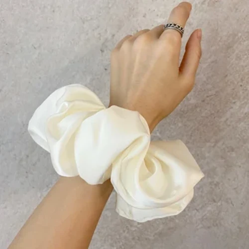 Moud Oversized Seid Scrunchies fir Fraen Koreanesch Chiffon Elastesch Hoer Krawatten Ponytail Holder Headwear Chouchou Cheveux Femme