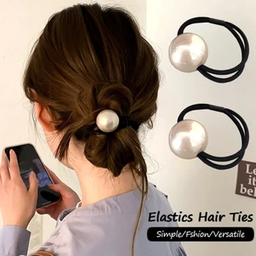 Lazos elásticos para el cabello con perlas simples, coleta para el cabello para mujer y niña, accesorios para el cabello para fiesta de boda