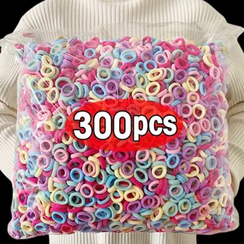 100/300 PZ/multzoa Emakumeen Neska koloretsua Nylon ile-banda elastikoak zaldi-buztan eusteko ile-gorbata goma-bandak Scrunchie ile-osagarriak