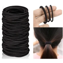 50 adet Kadın Kızlar Saç lastik bantlar Saç Kravat Halatlar Elastik Hairband At Kuyruğu Sahipleri Kafa Bantları Scrunchies Siyah 3mm,4mm,6mm