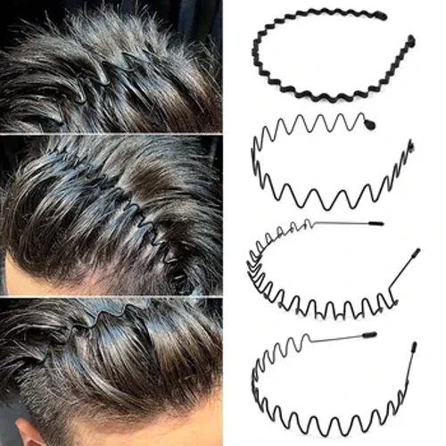 Fashion Sederhana Logam Bergelombang Musim Semi Rambut Hoop untuk Wanita Pria Hitam Non Slip Olahraga Luar Ruangan Ikat Rambut Ikat Rambut Cuci Wajah Hiasan Kepala