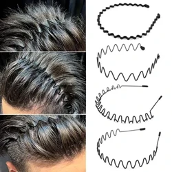 Fashion Sederhana Logam Bergelombang Musim Semi Rambut Hoop untuk Wanita Pria Hitam Non Slip Olahraga Luar Ruangan Ikat Rambut Ikat Rambut Cuci Wajah Hiasan Kepala
