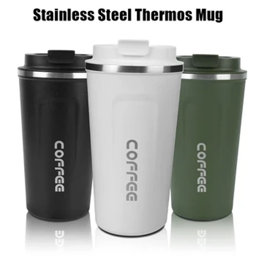 Thermo Cafe autós termosz bögre teához, vízhez, kávéhoz, szivárgásbiztos utazási termosz csésze kávés bögre 380/510 ml dupla rozsdamentes acél