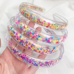 Băng qua đầu trong suốt cho trẻ em trẻ em thời trang long lanh sequin răng tóc viền tóc hoops phụ kiện tóc