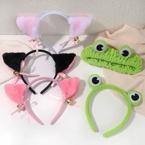 1 Pcs Cat Headbands blewog Cartwn Clustiau Anifeiliaid Gwallt Cylch I Fenywod blewog 'n giwt Affeithwyr Gwallt Parti Bandiau Gwallt Photo Props Rhodd