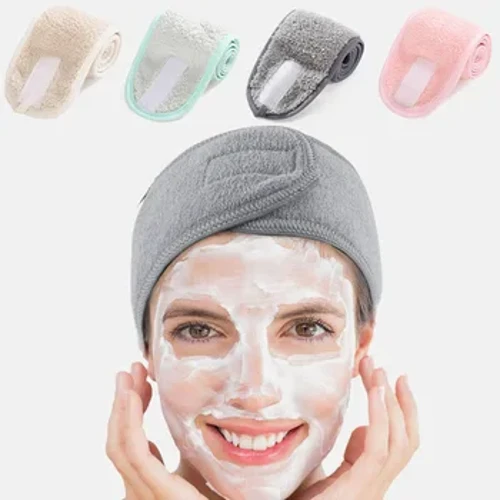 Kvinder Justerbar SPA Ansigtspandebånd Bad Makeup Hårbånd Pandebånd til ansigtsvask Blødt håndklæde hårtilbehør