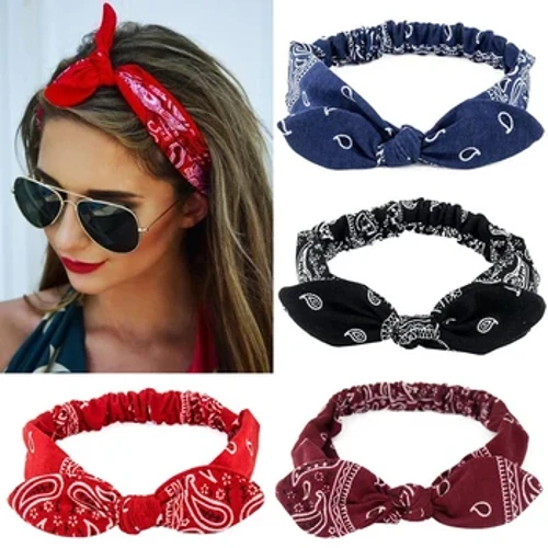 Merched Newydd Swêd Meddal Argraffu Solid Bandiau Pen Vintage Boho Cross Knot Bandiau Gwallt Elastig Bandanas Merched Bandiau Gwallt Affeithwyr Gwallt