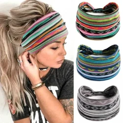 Bandiau Pen Headwrap Eang ar gyfer Merched Bandiau Elastig Merched Affeithwyr Gwallt Ioga Rhedeg Teithio Argraffu Rhwymyn Twrban