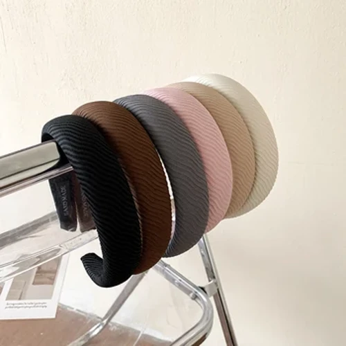 AISHG Stoff Massiv Faarf Hoerband Wide Edge Ripple Headband Damen Koreanesch Gestréckte Hoop Hoer Band Moud Meedercher Hoer Accessoiren