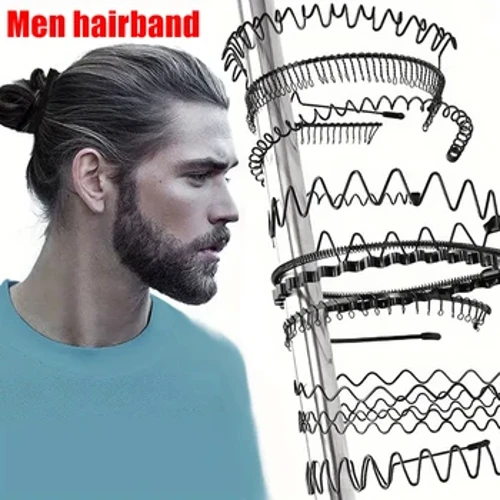Diademas de Metal simples antideslizantes elásticas negras Unisex para hombres y mujeres, diadema ondulada, aro para el cabello de primavera, accesorios para el cabello de moda