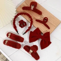 Red dulce elegant versatil combinație de clipuri simple de păr pentru Anul Nou Lunar Duckbill Clip Accesorii pentru păr