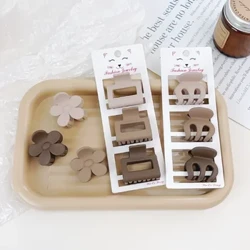 Thời Trang Mới Màu Cà Phê 3 Bộ Mờ Hình Học Kẹp Tóc Tóc Barrettes Cho Nữ Cô Gái Tóc Accessorie Mũ Đợi Đầu Đa Năng