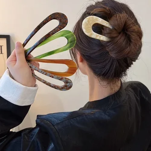 Trendy U-vormige Azijnzuur Haarspeld Meisjes Haar Vork Haar Clips Kleur Marmer Print Haar Sticks Vrouwen Hoofddeksels Haaraccessoires