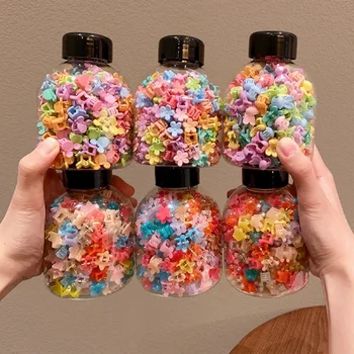 50pcs/set Crafangau Gwallt Lliw Candy Blodau Seren Hairpin Clip Ochr Merched Clip Gwallt Mini Ciwt Bangs Clip Gwallt Corea Affeithwyr