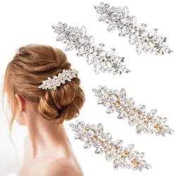 Luxuzko Rhinestone ile-ontziak Weeding Perla adabaki kristalak Ile-klipak Ile-osagarriak Emakumeentzako Ezkonberrien buruko ilea apaintzeko tresnak