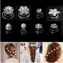 12 Pcs Ezkongaien buruko moda kristalezko perla lore espiral bihurritu ile-ontziak klipak Ezkongaien ezkontza buruko neska ile-osagarriak