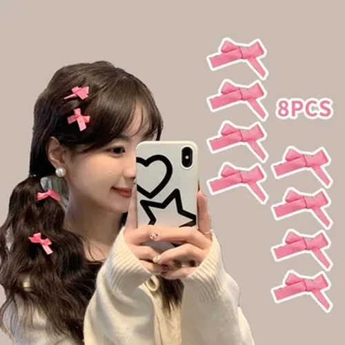 Uusi Y2k Sweet Small Pink Bowknot Hiusneula Tytöt Söpöt Muoti otsatukka Clip Mini Rusetit Hiusliukupäähineet Hiustarvikkeet Prinsessa