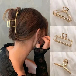 Urre koloreko hutsune geometrikoak ile-klipak Metalezko ile-atzaparra gurutzatua ile-atzaparra Buruko diadema ile-horma-karramarroa Emakumeen ile-moda-osagarriak