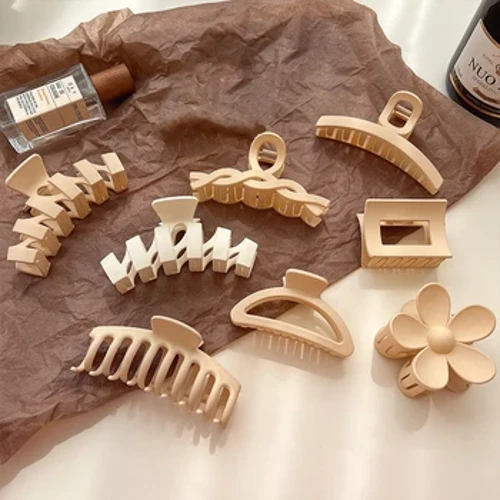 AISHG Lớn Mờ Nâu Series Kẹp Tóc Nữ Lưng Đầu Kẹp Tóc Hàn Quốc Cà Phê Sữa Cá Mập Móng Vuốt Kẹp Bé Gái Phụ Kiện Tóc