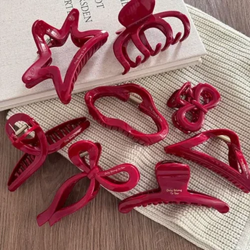 Paʻi kakaka lauoho Palani ʻulaʻula paʻa nui nā leka Lepa hope ke poʻo Updo manō Clip Nā mea hoʻoheheʻe lauoho headwear hairpin claw hair