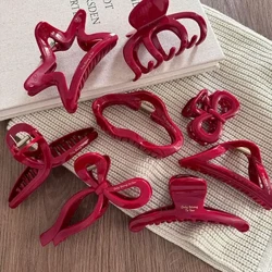 Haarschleife, Pin, Französisch, Rot, Großer Griff, Buchstaben, Etikett, Hinterkopf, Hochsteckfrisur, Hai-Clip, Haar-Accessoires, Kopfbedeckung, Haarnadel, Haarkralle