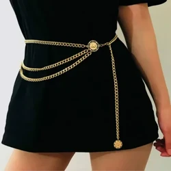 Cintura moda donna Hip vita alta oro argento catena stretta in metallo frange robuste catena in vita con diamanti in cristallo cintura a catena a corsetto