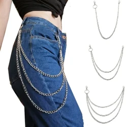 1/2/3 Lớp Kim Loại Dài Dây Dây Xích Đá Punk Móc Quần Quần Eo Liên Kết Dây Xích Ví Móc Khóa Vòng Kẹp Móc Khóa hipHop Trang Sức