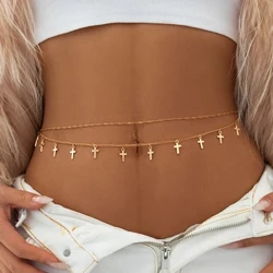 Ingemark Msalaba wa Vintage Jesus Kiunoni Mnyororo wa Ukanda wa Tumbo kwa Wanawake Summer Beach Bikinis Vifaa vya Tamasha la Sexy Body Chain