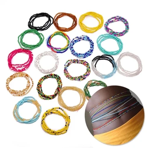 Catena della pancia elastica in vita della Boemia Catena della pancia africana Perline in vita Catena del corpo Donna Ragazza Corpo Estate Boho Accessori per gioielli
