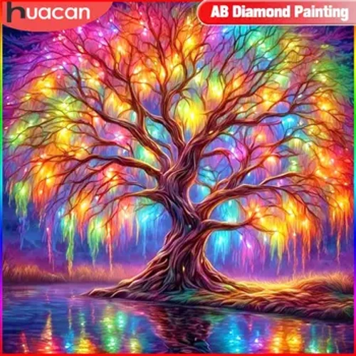 HUACAN 5D diamantmalerisæt Trælandskab Fuld diamantbroderifarve Fantasy Perfekt gave
