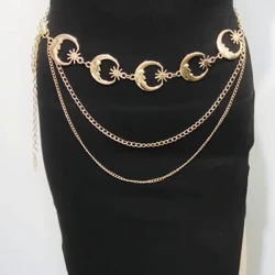Multilayer Punk Gothic Sun Waist Chain ʻO nā kāʻei metala no nā wahine ʻaʻahu nani nā kāʻei pūhaka.