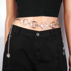Nā kāʻei metala o ka mahina ʻo ka wahine ʻo Vintage Waist Chain Pendant Waist Belts Dress Jeans Belts 1 Pc