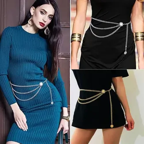 Cơ Thể Phụ Kiện Phong Cách Dân Tộc Body Chain Retro Có Thể Điều Chỉnh Hoa Hướng Dương Vòng Eo Dây Chuyền Cổ Trang Sức Dây Kim Loại Thắt Lưng Nữ