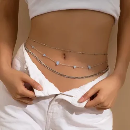 Cadena multicapa de piedra para cintura y vientre para mujer, Bikini bohemio para playa y verano, cinturón bohemio, joyería para el cuerpo, accesorios nupciales para fiesta y boda